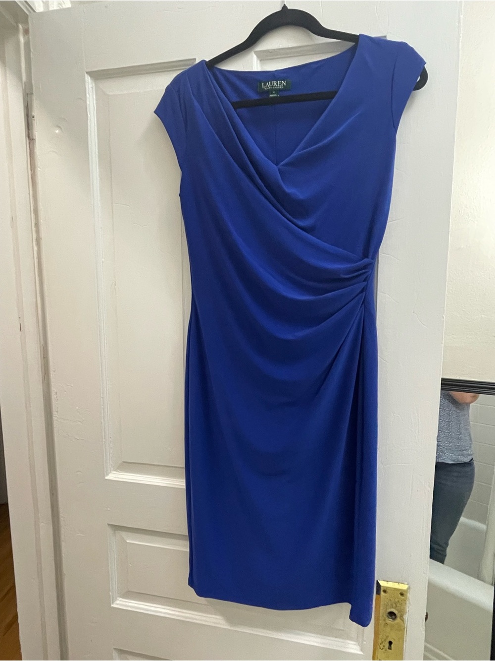 Lauren Ralph Lauren Cobalt Blue Draped Midi Dress